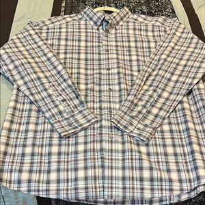 ARIAT PRO SERIES Classic Blue and White Plaid Men's Shirt